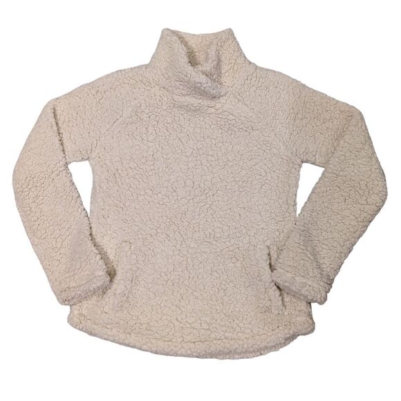 Balance Collection Sherpa‎ Pullover Sweatshirt Ivory/White Women's Small Fuzzy - Picture 2 of 9